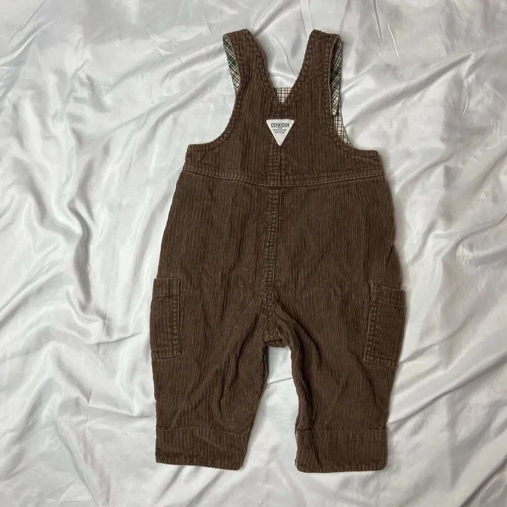 Oshkosh B'Gosh Brown Corduroy Embroidered Overalls Size 3-6 Months Baby Kid Fall